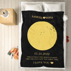 Custom Moon Phase Blanket Personalized Names Gift for Her - MadeMineAU