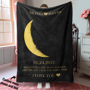 Custom Moon Phase Blanket Personalized Names Gift for Her - MadeMineAU