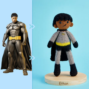 Full Body Customizable 1 Person Custom Crochet Doll Personalized Handwoven Mini Dolls Gifts - Batman - MadeMineAU