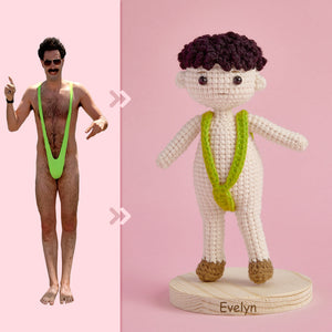Full Body Customizable 1 Person Custom Crochet Doll Personalized Gifts Handwoven Mini Dolls - Funny Man Bikini - MadeMineAU