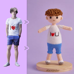 Full Body Customizable 1 Person Custom Crochet Doll Personalized Gifts Handwoven Mini Dolls - I Love U Boy - MadeMineAU