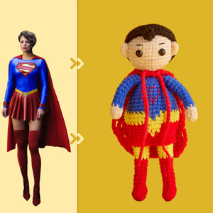 Full Body Customizable 1 Person Custom Crochet Doll Personalized Gifts Handwoven Mini Dolls - Supergirl - MadeMineAU