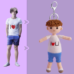 Full Body Customizable 1 Person Custom Crochet Doll Personalized Gifts Handwoven Mini Dolls - I Love U Boy - MadeMineAU
