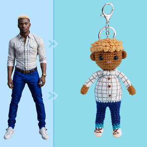 Full Body Customizable 1 Person Custom Crochet Doll Personalized Gifts Handwoven Mini Dolls - Plaid Shirt Boys - MadeMineAU