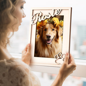 Custom Pet Photo Frame with Personalized Name Wooden Plaque - MadeMineAU