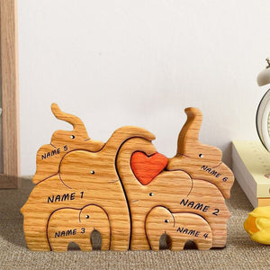 Wooden Family Elephant Puzzle Custom Names Home Decor House Warming Gifts - MadeMineAU