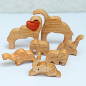 Wooden Family Elephant Puzzle Custom Names Home Decor House Warming Gifts - MadeMineAU
