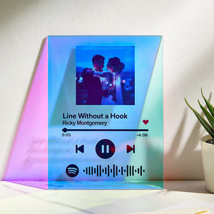 Personalized Photo Holographic Laser Plaque Custom Spotify Code Christmas Gift - MadeMineAU