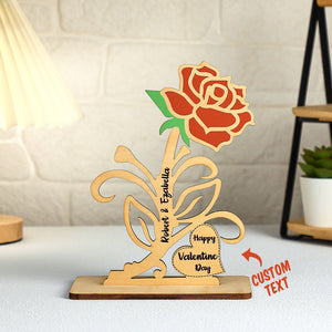 Engravable Rose Wooden Decor Personalized Romantic Flower Valentine's Day Gifts - MadeMineAU