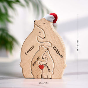 Custom Names Christmas Wooden Bears Family Puzzle Home Decor Christmas Gifts - MadeMineAU