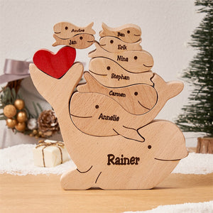 Custom Names Wooden Dolphins Family Puzzle Home Decor Christmas Gifts - MadeMineAU