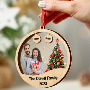 Custom Family Photo and Name Acrylic and Wood Christmas Ornament Christmas Gift - MadeMineAU