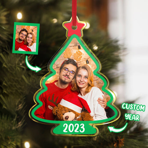 Custom Family Photo Christmas Tree Shaped Ornament Christmas Gift - MadeMineAU