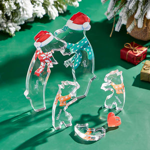Custom Names Christmas Hugging Bear Family Acrylic Bear Family Puzzle Home Decor Christmas Gifts - MadeMineAU