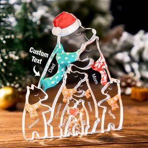 Custom Names Christmas Hugging Bear Family Acrylic Bear Family Puzzle Home Decor Christmas Gifts - MadeMineAU