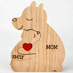 Custom Names Wooden Single Parent Bears Family Block Puzzle Home Decor Gifts - MadeMineAU