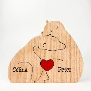 Custom Names Wooden Bears Family Block Puzzle Home Decor Gifts - MadeMineAU