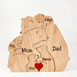 Custom Names Wooden Bears Family Block Puzzle Home Decor Gifts - MadeMineAU