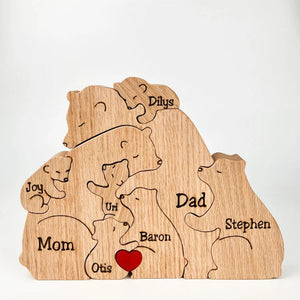 Custom Names Wooden Bears Family Block Puzzle Home Decor Gifts - MadeMineAU