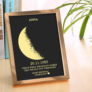 Custom Moon Phase and Names Wooden Frame with Your Text Custom Birthday Art Frame Best Gift for Birthday - MadeMineAU