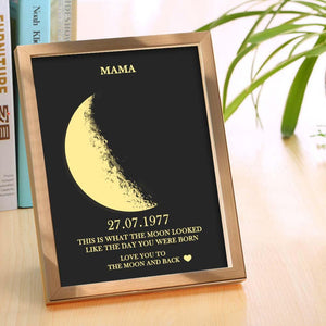 Custom Moon Phase and Names Wooden Frame with Your Text Custom Birth Date Art Frame Best Mother's Day Gift - MadeMineAU