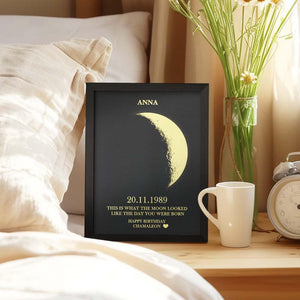 Custom Moon Phase and Names Wooden Frame with Your Text Custom Birthday Art Frame Best Gift for Birthday - MadeMineAU
