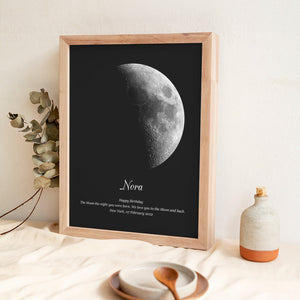 Custom Moon Phase Wooden Frame with Personalized Name and Text - MadeMineAU