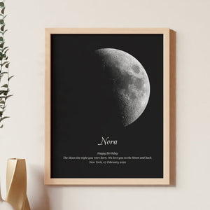 Custom Moon Phase Wooden Frame with Personalized Name and Text - MadeMineAU