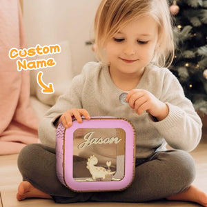 Custom Wooden Piggy Bank with Name Personalized Coin Name Bank Money Box Nursery Decoration - MadeMineAU