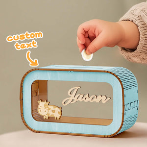 Custom Wooden Piggy Bank with Name Personalized Coin Name Bank Money Box Nursery Decoration - MadeMineAU