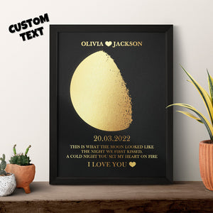Custom Moon Phase Foil Print Wooden Frame Personalized Name and Text Family Gift - MadeMineAU