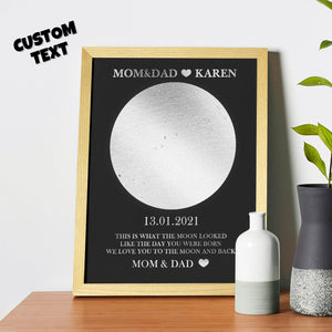 Custom Moon Phase Foil Print Wooden Frame Personalized Name and Text Family Gift - MadeMineAU
