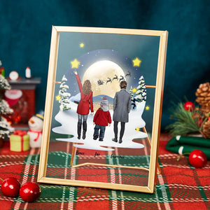 Custom Gifts Cartoon Christmas Family and Friends Golden Frame