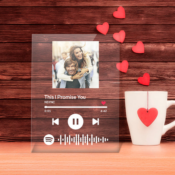 Valentine's Gifts Custom Spotify Night Light Personalized 7 Colors Photo Spotiiy Glass Art With Scannable Music Code Anniversary Gifts