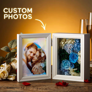 Custom Flower Shadow Boxes With Your Photo-blue - MadeMineAU