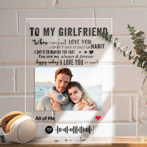 TO MY GIRLFRIEND - Personalized Spotify Code Music Plaque(4.7in x 6.3in) Anniversary Gifts
