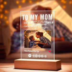 To My Mom - Personalized Spotify Code Music Plaque Night Light(5.9in x 7.7in) - MadeMineAU