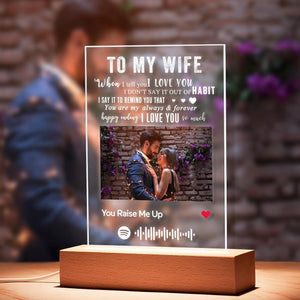 TO MY WIFE - Personalized Spotify Code Music Plaque Night Light(5.9in x 7.7in) - MadeMineAU