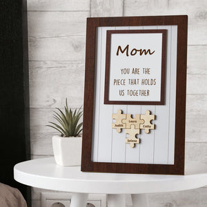 Mum Wooden Puzzle Personalised Name Frame Sign You Are the Piece That Holds Us Together