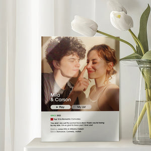 Anniversary Gift Custom Love Movie Poster Plaque for Her
