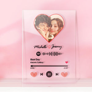 Custom Acrylic Spotify Keychain Music Plaque Heart Photo Nightlight For Her
