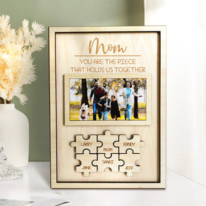 Custom Mom You Are the Piece That Holds Us Together Wooden Puzzle Piece Sign Personalized Family Member Sign Mother's Day Gift