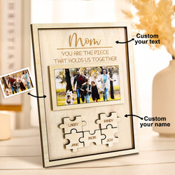 Custom Mom You Are the Piece That Holds Us Together Wooden Puzzle Piece Sign Personalized Family Member Sign Mother's Day Gift