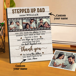 Personalized Desktop Picture Frame Custom Stepped Up Dad Film Sign Father's Day Gift - MadeMineAU