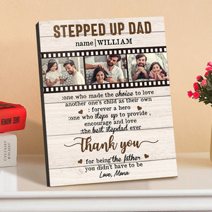 Personalized Desktop Picture Frame Custom Stepped Up Dad Film Sign Father's Day Gift - MadeMineAU