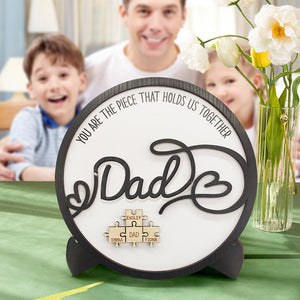 Personalized Dad Round Puzzle Plaque You Are the Piece That Holds Us Together Father's Day Gift - MadeMineAU