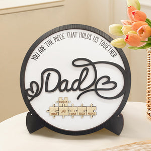 Personalized Dad Round Puzzle Plaque You Are the Piece That Holds Us Together Father's Day Gift - MadeMineAU