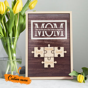 Personalized Mom Puzzle Plaque You Are the Piece That Holds Us Together Gifts for Mom - photowatch