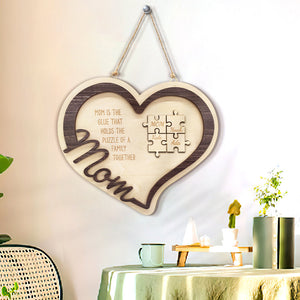 Personalized Wooden Heart Puzzle Sign Mother's Day Gift for Mom - photowatch