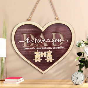 Personalized Dad Heart Puzzle Plaque You Are the Piece That Holds Us Together Father's Day Gift - MadeMineAU